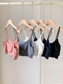 Comfortcana Multi-Color Knitted Basic Camisole Top Set For Layering - Multicolor - View 6