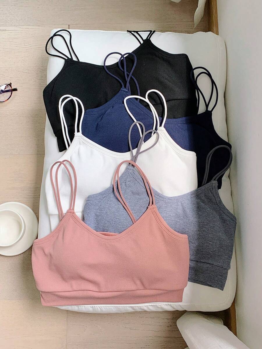 Comfortcana Multi-Color Knitted Basic Camisole Top Set For Layering - Multicolor - View 1