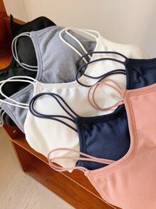 Comfortcana Multi-Color Knitted Basic Camisole Top Set For Layering - Multicolor - View 3