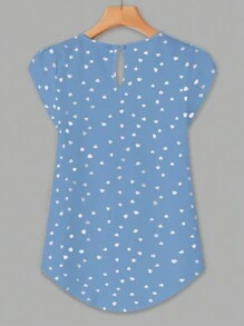 EMERY ROSE Blusa de verano de manga corta para mujer con cuello redondo y estampado de corazones