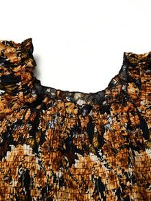 SHEIN Holidaya Plus Size Floral Print Puff Sleeve Resort Style Summer Dress - Multicolor - View 4