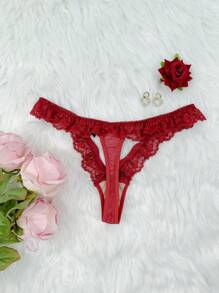 1pc Lace Sexy Underwear Lingerie - Burgundy - View 2