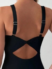 Swim Basics One-Piece Random Printed Design, Copyright Purchased Summer - Black - View 6