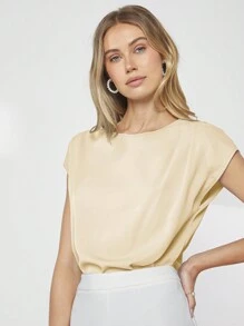 BizChic بلوزة نسائية سوداء غير متماثلة بأكمام خفاش، لون سادة، أسلوب أساسي للتنقل الحضري، ملابس كاجوال أنيقة بسيطة للأعمال، مناسبة للمعلمين وارتداء المكتب