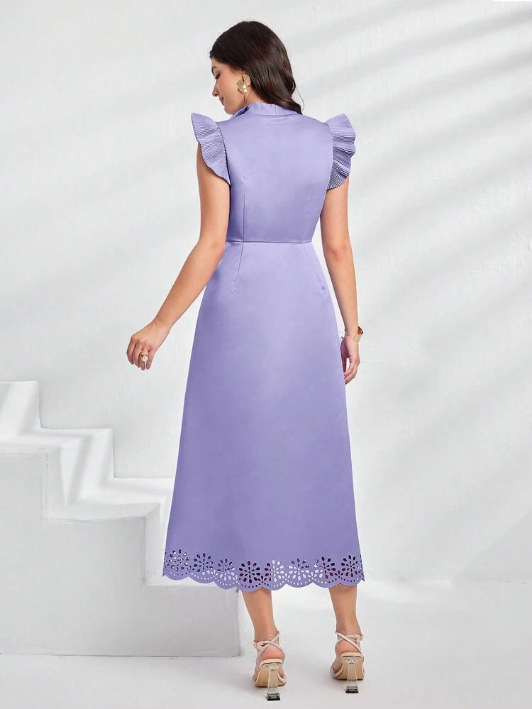 Women's Stylish Solid Color Cap Sleeve Cap Sleeve Dress Long Evening Dresses