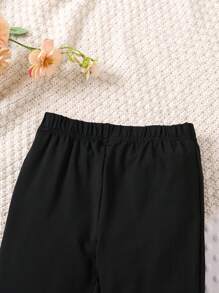 Genkimix Kids Young Girl Fashionable Commuting Casual Flared Pants - Black - View 5