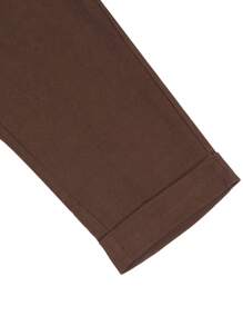 Manfinity Mode Men's Solid Color Pleated Tapered Dress Pants With Pocket, For Daily And Commute - Coffee Brown - View 8