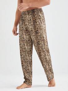 Men's Fashion Leopard Print Home Clothing Bottoms - Brown - View 5