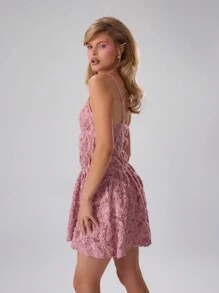 MUSERA Floral Ruched Waist Mini Dress Spring Sexy Cute Summer Holiday Vacation Wedding Guest - Pink - View 4