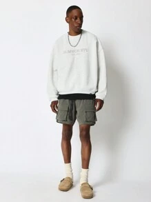 SUMWON Pull On Cargo Corduroy Short - Army Green - View 3