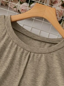 EMERY ROSE Plus Size Casual Solid Color Batwing Sleeve Dress For Spring/Summer