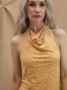 SHEIN LUNE 女士简约日常无袖连体裤 - 黃色 - 查看 5