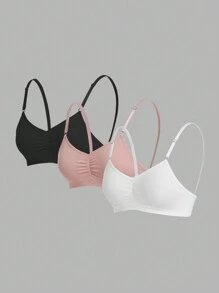 3入組女士平口內衣套裝，包括無鋼圈胸罩和無扣背心式胸衣 - 彩色 - 查看 14