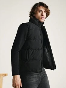 RueChic Men Printed Zip Up Vest Coat - Black - View 7