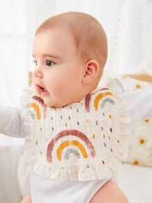 2pcs Baby Bibs With Ruffle Trim, Floral Lace Edge, Soft Cotton Drool Bibs - Multicolor - View 10