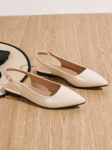 2025 Autumn Women's Outdoor Back Strap Pointed Toe Flat Shoes With Open Heels