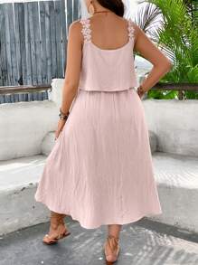 Breezaya Pure Plus Size Casual Solid Color Sleeveless Dress