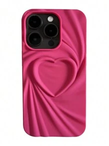 Vỏ điện thoại họa tiết sóng trái tim mờ tương thích với iPhone - Màu Hồng Tươi - Xem 3