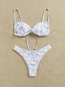 Swim Mod Women's Summer Beach Ditsy Floral Sexy Bikini Set, Two Pieces