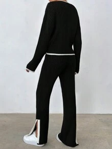 EURMUSE Black And White Casual Co-Ords Set - Black and White - View 3