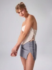 MUSERA 编织系带侧边束身胸衣外出上衣度假春夏款