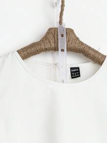 Omancia Camisa Larga De Verano Sin Mangas Con Cuello Redondo Y Color Liso Para Mujer - Blanco - Ver 5