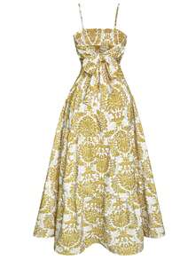 EARO Women's Vacation Plant Print Ruffle Strap Dress - Yellow - View 3