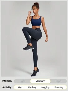 GLOWMODE Square-Neck Sports Bra Medium Impact Jogging Gym Training Daily Quick Dry Moisture Wicking