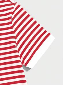 Manfinity VCAY Maglietta casual da uomo a maniche corte con stampa a righe estive e girocollo