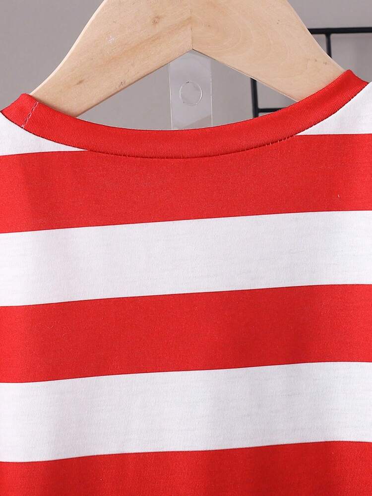 Young Boy American Independence Day Flag Printed Short Sleeve And Shorts Comfortable Home Sleepwear Set