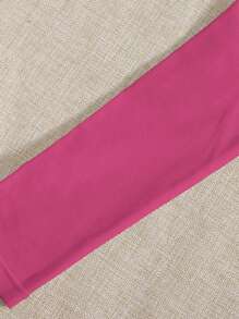 Solid V Neck Crop Tee - Pink - View 3