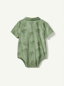 Cozy Pixies بوديسوت قصيرة الأكمام مصنوعة من قماش مضفر بنمط شجرة جوز الهند للأطفال الصبية - الأزرق - مشاهدة 2