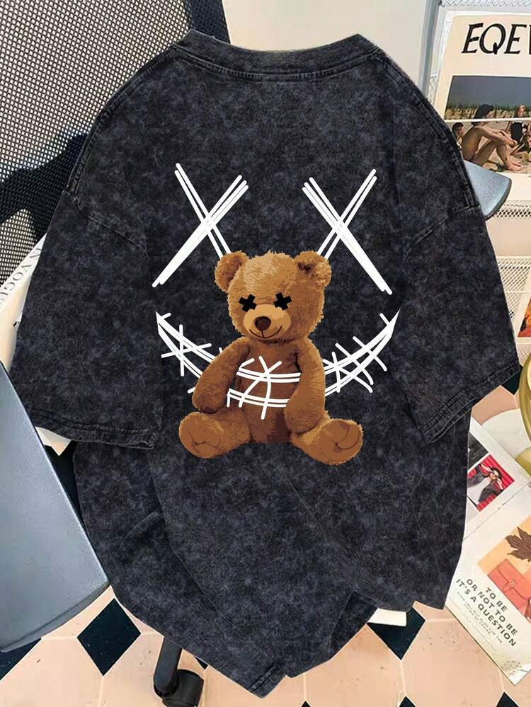 Loose Fit Men's Short Sleeve T-Shirt With Printed Text Design