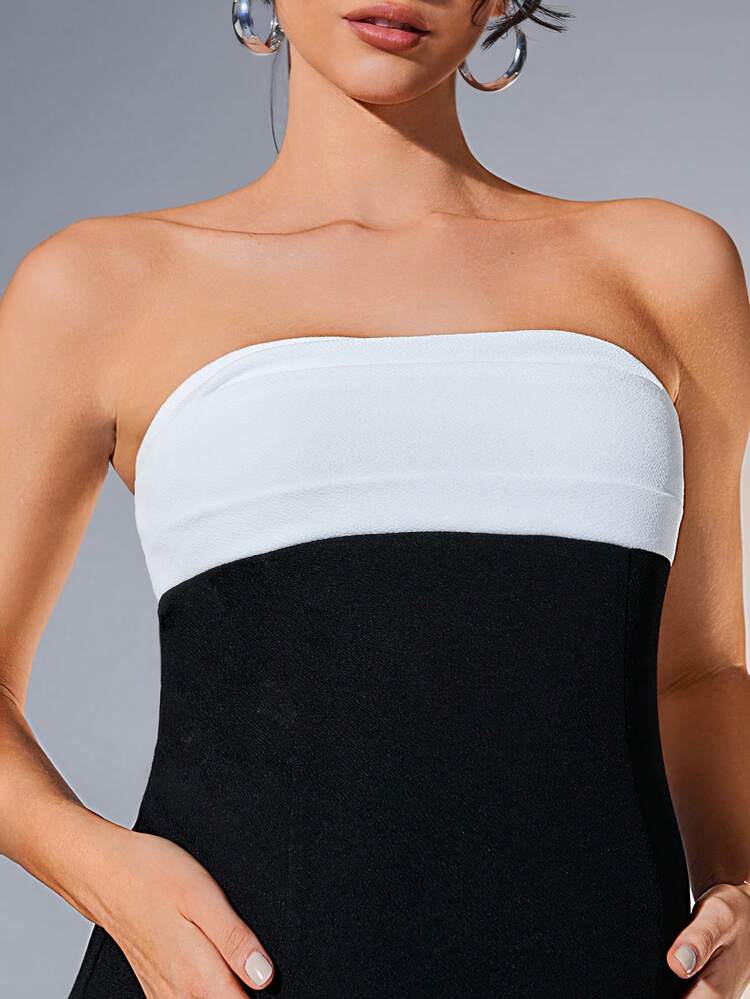 Maternity Elegant Holiday Strapless Dress With Back Bow And Mermaid Hem, Young And Mature Style