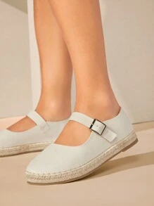 SHUZIA Ladies' Fashionable And Simple Woven Flat Shoes - Beige - View 3