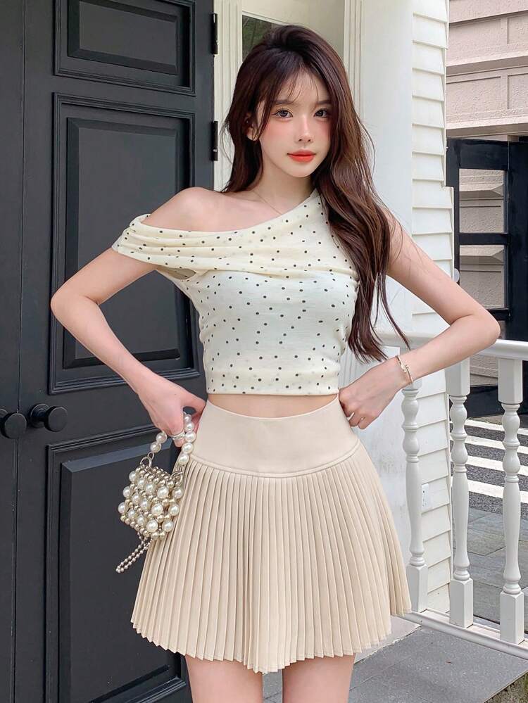 Women's Summer Solid Color Pleated Mini Skirt