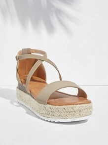 SHUZIA Women Solid Color Round Toe Thick Bottom Casual Sandals For Summer
