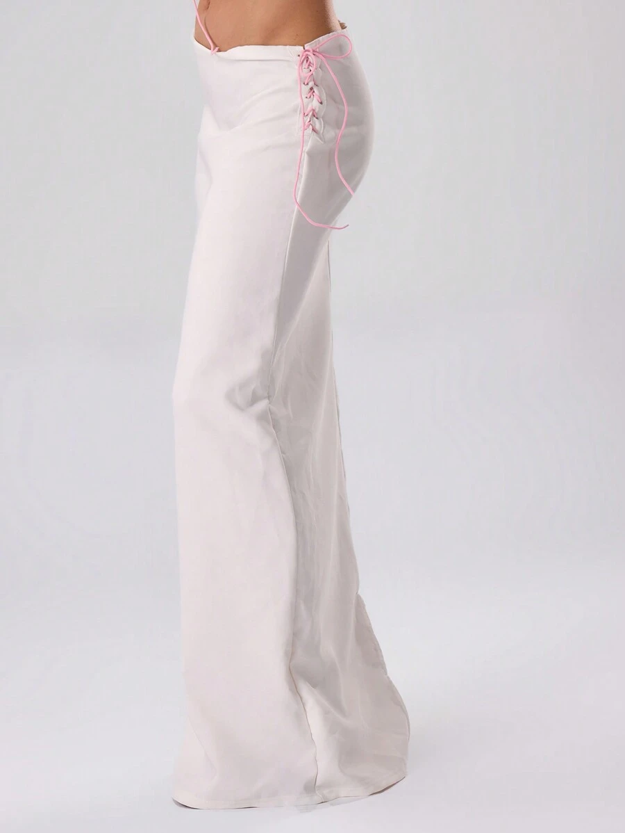 MUSERA Chân váy maxi buộc dây bên hông, thanh lịch, gợi cảm, thích hợp cho tiệc mùa hè, kỳ nghỉ, lễ Phục sinh. - Màu be - Xem 1