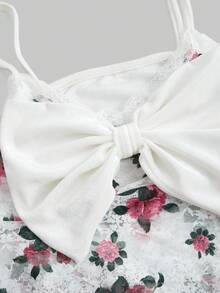 ROMWE J-Fashion Áo yếm kiểu dáng kỳ nghỉ in hoa nhiệt đới dành cho nữ - trắng - Xem 2