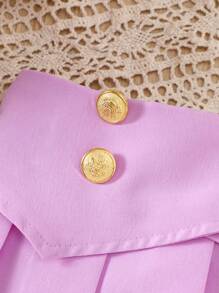 SHEIN Falda morada con pliegues y detalles de botones para niña joven, perfecta para uso casual - Morado - Ver 5