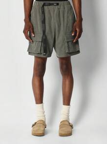 SUMWON Pull On Cargo Corduroy Short - Army Green - View 2