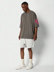 SUMWON Camiseta con ajuste oversize con gráfico impreso de California - Gris Oscuro - Ver 4