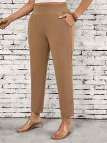 SHEIN LUNE Pantalon décontracté pour femmes de grande taille pour les déplacements quotidiens