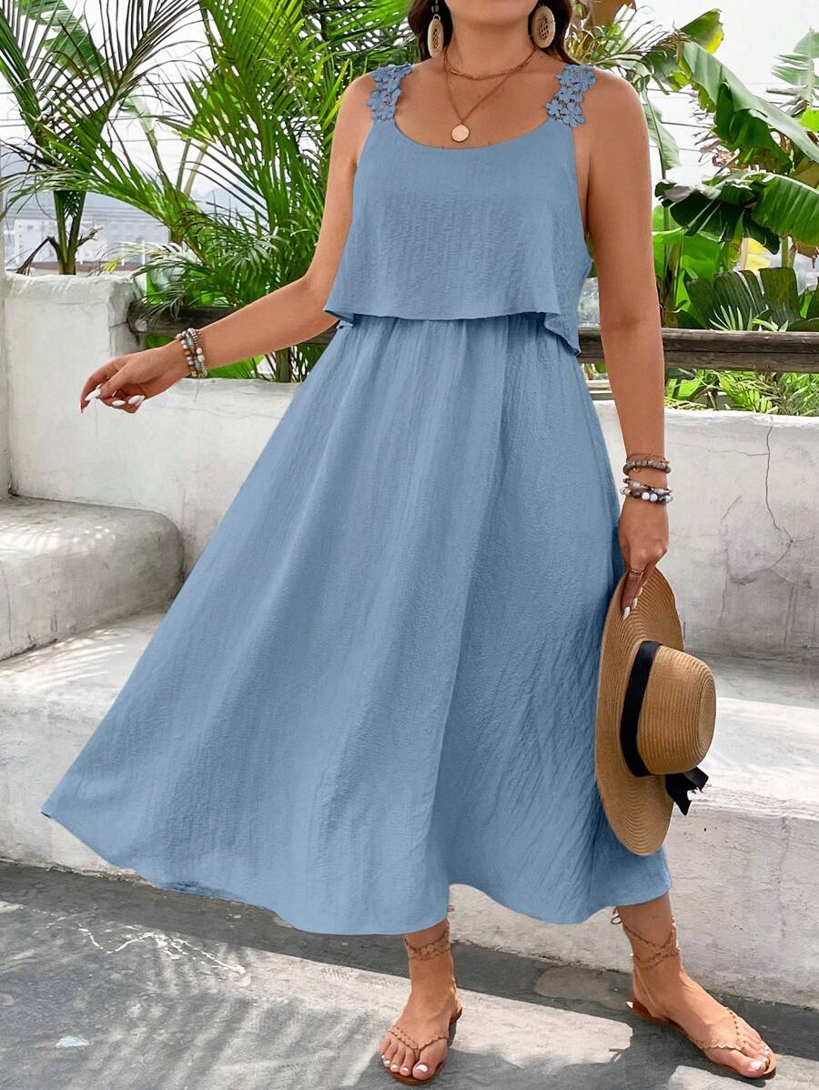 SHEIN Clasi Pure Plus Size Casual Solid Color Sleeveless Dress