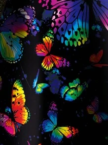 SHEIN LUNE 大码夏季蝴蝶和动物印花无袖连衣裙 - 彩色 - 查看 3