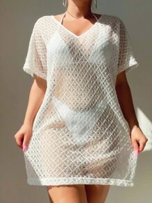 Áo choàng hở lưng đơn giản hàng ngày màu trơn cho nữ mùa hè - trắng - Xem 4