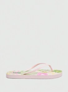 Grefit Women Fashionable Pink Printed Vacation Flip Flops Spring Shoes Spring Break Easter For Casual Beach Style - Baby Pink - View 2