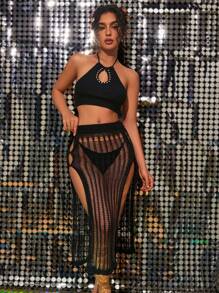 Swim EVENT 女士时尚镂空罩衫 夏季 - 黑色 - 查看 1