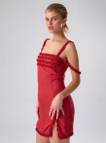 MUSERA Vestido mini con volantes de gasa, sexy y lindo para primavera y verano