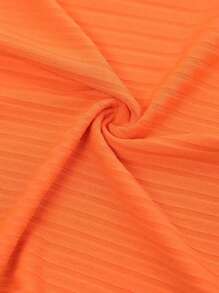 ChicMe Sleeveless Ribbed Mock Neck Zipper Slim Fit Basic Casual Tank Top For Women - Orange - View 3